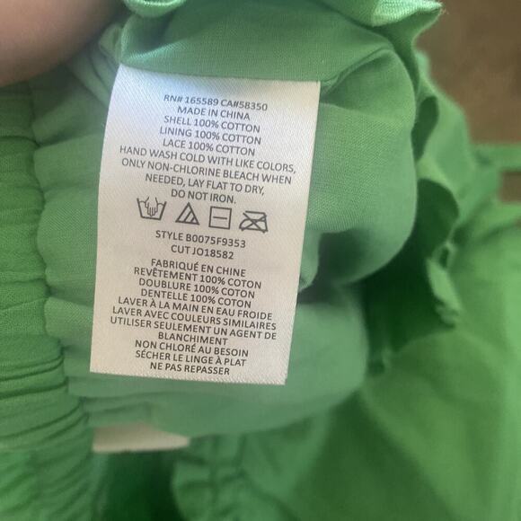 Joie Women's Medium Green Shorts Paperbag Tie Waist Lace Hem - Picture 7 of 7